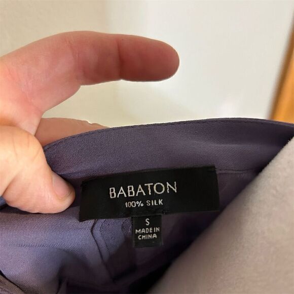Babaton Aritzia Women's Silk Blouse Size S Purple Short Sleeve Relaxed Fit BIN F - Picture 3 of 6